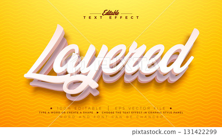 Layered Editable Text Effect Design Graphic Style with White 3D Multiply Typography Lettering and Shadow on Yellow Background. Scalable Vector Premium Illustration Template for Greeting Card, Flyer 131422299