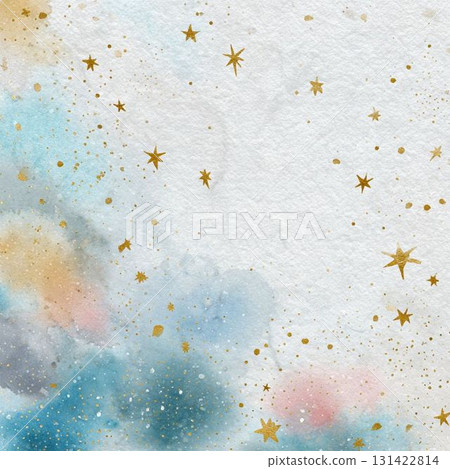 水彩雪白色背景,帶有精緻的金色星星和柔和的色調 水彩雪白色背景,帶有精緻的金色星星和柔和的色調 131422814