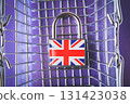 Red great britain sanctions closed on white background. 131423038