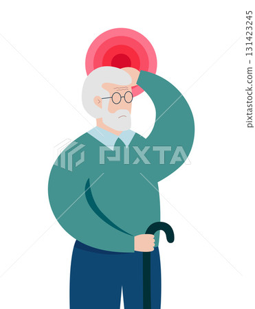 Aged person with pain in the head, depression and stress. 131423245