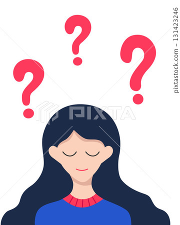 Worried woman thinking or solving problem, pensive person in doubts. 131423246