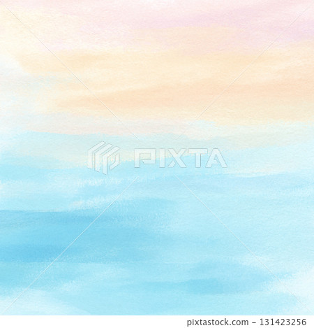 A watercolor background with gentle sky tones. Abstract design material blending blue and pink. 131423256