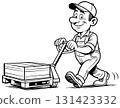 Warehouse worker with a pallet jack 131423332