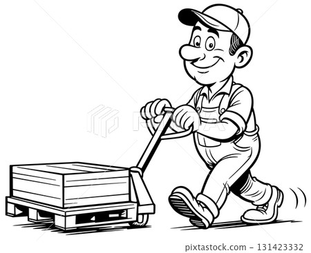Warehouse worker with a pallet jack 131423332