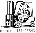 Warehouse worker on a forklift 131423343