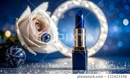 海軍藍和銀色閃光唇膏背景圖 海軍藍和銀色閃光唇膏背景圖 131423346