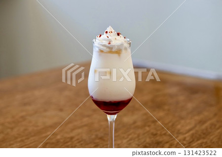 Strawberry milk with whipped cream Strawberry milk with whipped cream 131423522