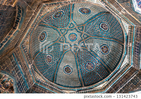 Ceiling vault of an ancient mausoleum of Shah-i-Zinda necropolis Ceiling vault of an ancient mausoleum of Shah-i-Zinda necropolis 131423743