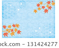 Orange and red autumn leaves and Japanese pattern background water surface_horizontal 131424277