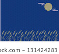 Japanese pampas grass swaying in the night breeze and the full moon_Hemp leaf pattern background 131424283