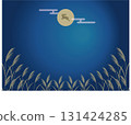 Japanese pampas grass swaying in the night breeze and a rabbit leaping on the full moon_sideways 131424285