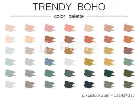 Trendy boho color palette. Set of 42 elegant pastel and earthy tones 131424355
