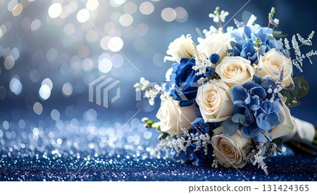 Navy and silver glitter bouquet background illustration Navy and silver glitter bouquet background illustration 131424365