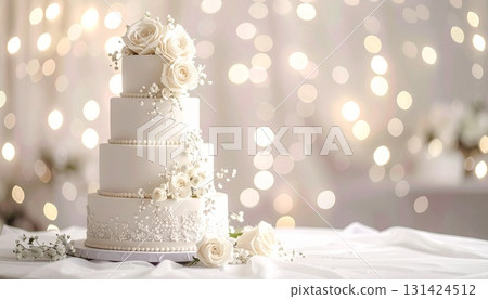 珍珠白閃閃發光的婚禮蛋糕背景圖 珍珠白閃閃發光的婚禮蛋糕背景圖 131424512