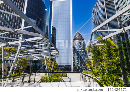 Garden at 120 Rooftop with Gherkin View, Modern London City of London Skyline 131424571