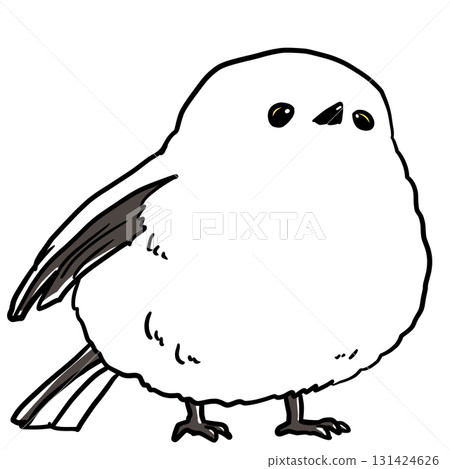 A long-tailed tit facing forward 131424626