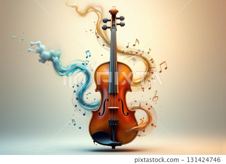 An elegant violin composition with colorful abstract sound waves 131424746