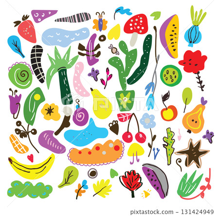 Funny tropic abstact set illustration 131424949