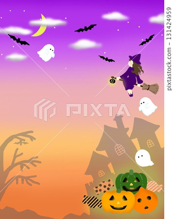 Cute illustration of Halloween night world vertical Cute illustration of Halloween night world vertical 131424959