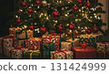 Christmas tree and presents in a cozy living room 131424999