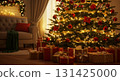 Christmas tree and presents in a cozy living room 131425000