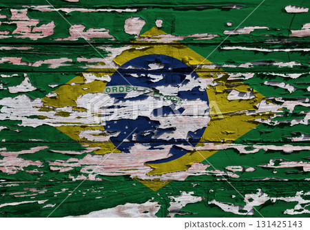 Flag of Brazil painted on a wooden board Flag of Brazil painted on a wooden board 131425143