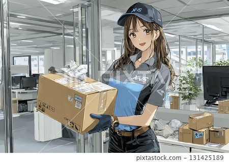 物流倉庫工作的女性插畫素材 131425189
