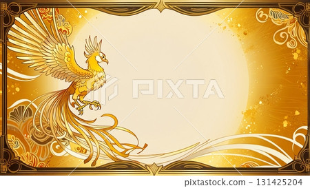 金色框架和金色復古裝飾鳳凰 131425204