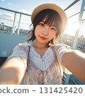 A woman sightseeing at a tourist spot 131425420