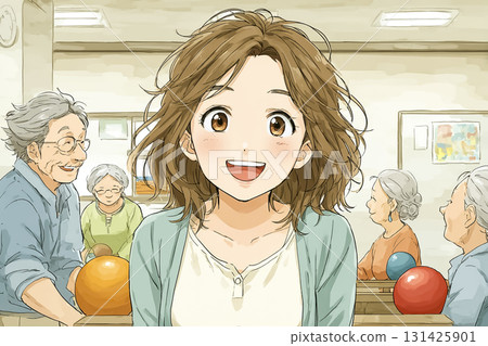 Miyu Series: Nursing home activities with elderly people using balls 131425901