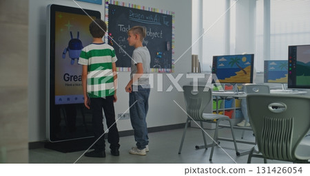 Children Learn Creating 3D Objects, and One Boy Communicates With AI Mood Tracker Children Learn Creating 3D Objects, and One Boy Communicates With AI Mood Tracker 131426054