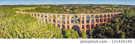 Goeltzschtal Bridge panoramic aerial view 131426140