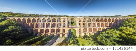 Goeltzschtal Bridge panoramic aerial view 131426144