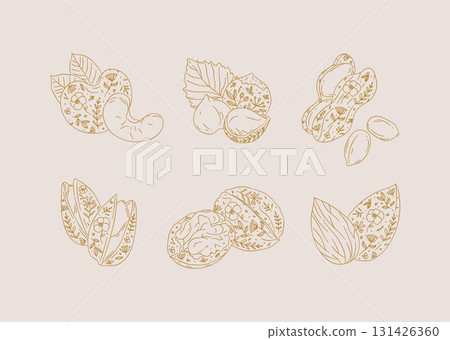 Nuts floral graphic style beige 131426360