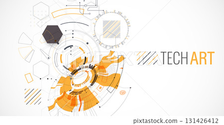Abstract background. Scientific and technological concept with the use of technical elements formed in the shape of a circle. Vector Abstract background. Scientific and technological concept with the use of technical elements formed in the shape of a circle. Vector 131426412