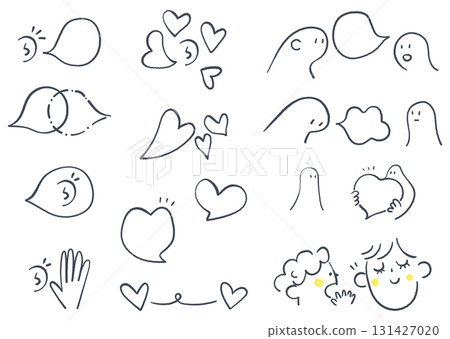 A simple icon set of conversation and heart on the theme of listening and heart A simple icon set of conversation and heart on the theme of listening and heart 131427020