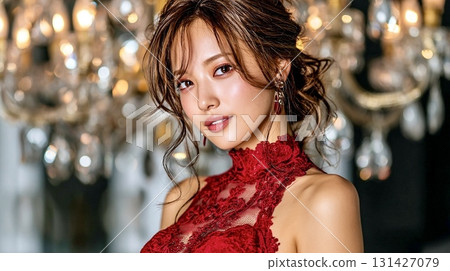 美麗的夜生活圖像與豪華的吊燈背景 131427079