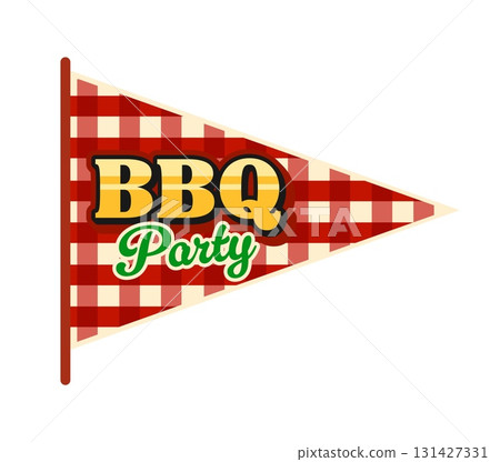 Barbeque party flag, butchery store retro Y2K sticker or label. Steak gourmet meal vintage Y2K vector tag, butchery market patch. Meat barbeque grill sticker with picnic party checkered pennant flag Barbeque party flag, butchery store retro Y2K sticker or label. Steak gourmet meal vintage Y2K vector tag, butchery market patch. Meat barbeque grill sticker with picnic party checkered pennant flag 131427331