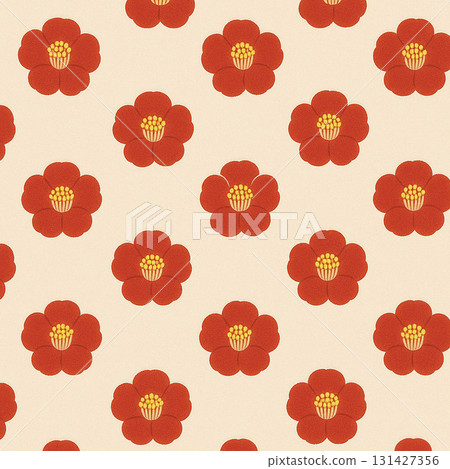 Camellia flower series: Japanese-style pattern with white-edged camellias 131427356