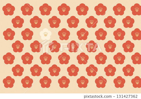 Japanese-style pattern background with red camellia flowers (with white camellia accents) 131427362