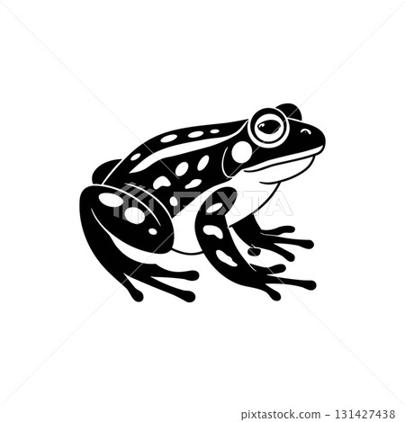 Stylized Frog Silhouette Vector Icon. Black and White Amphibian Animal Vector Illustration. 131427438