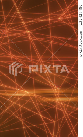 Glowing orange laser lines crossing on dark abstract background 131427480