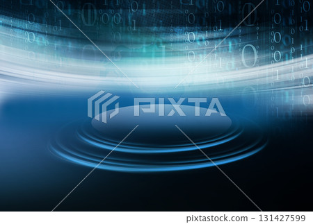 Round stage pedestal background with digital binary codes concept series 131427599