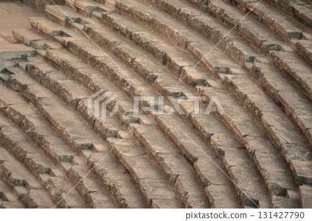 Part of an ancient amphitheater with a stone staircase. 131427790