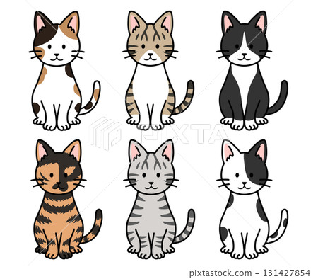 Cute cat illustration set 131427854
