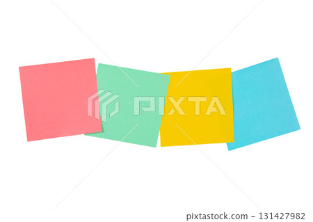 Four sheets of colored paper on a white background. Template for writing years. Four sheets of colored paper on a white background. Template for writing years. 131427982