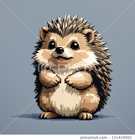 Cute pixel art porcupine line stamp style 131428002