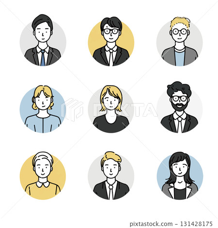 Face icon business men and women flat design 131428175