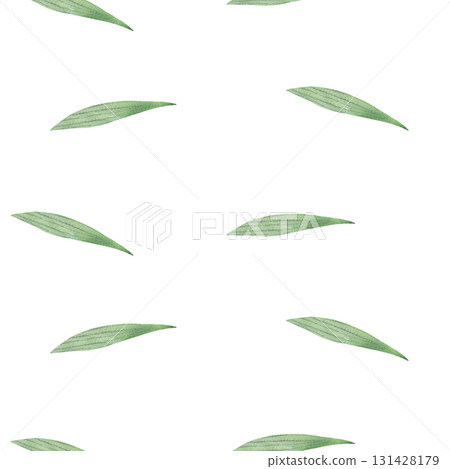 Seamless pattern of irises leaves. Watercolor handmade illustration. For packaging design, cards, cover, prints, product labels and fabric.  131428179