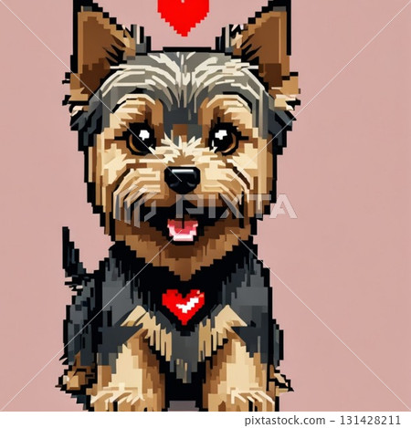 可愛的像素藝術約克夏梗線郵票風格 可愛的像素藝術約克夏梗線郵票風格 131428211